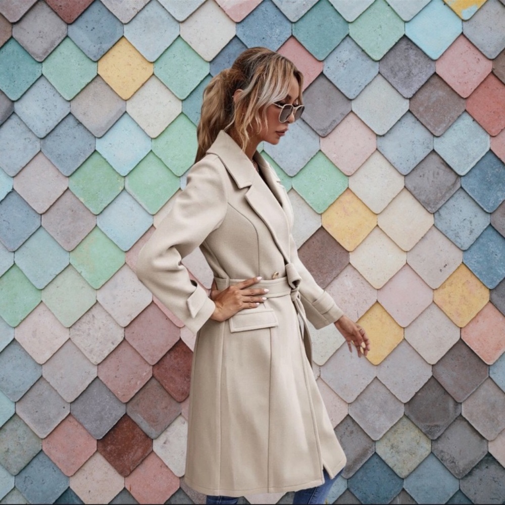 Belted Trench Pea Coat - Picture 4 of 7
